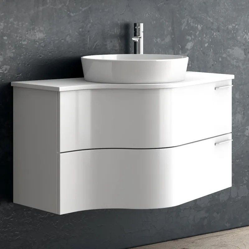 Composizione bagno sospesa 100cm: mobile, specchio contenitore e 2 colonne FORM-100 - KAMALU