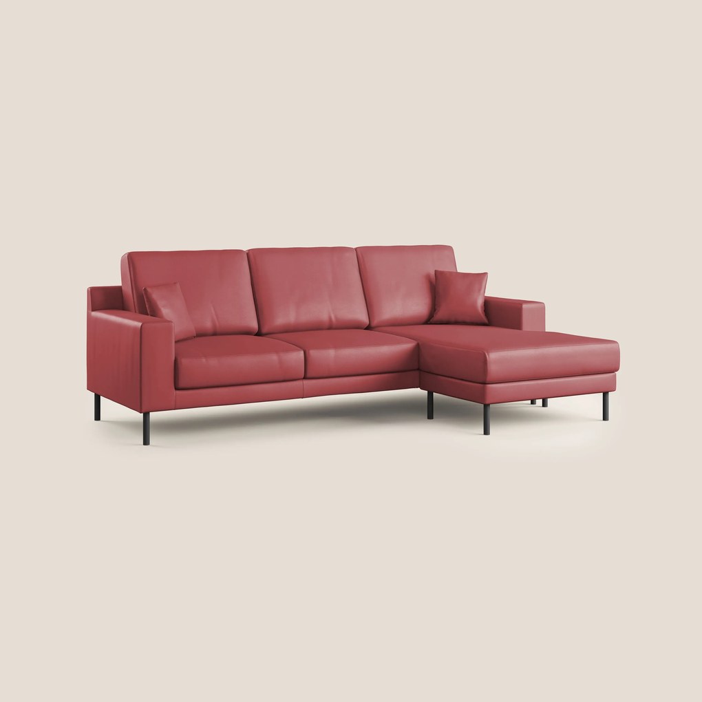 Uranio divano angolare moderno REVERSIBILE in Ecopelle impermeabile T04 rosso