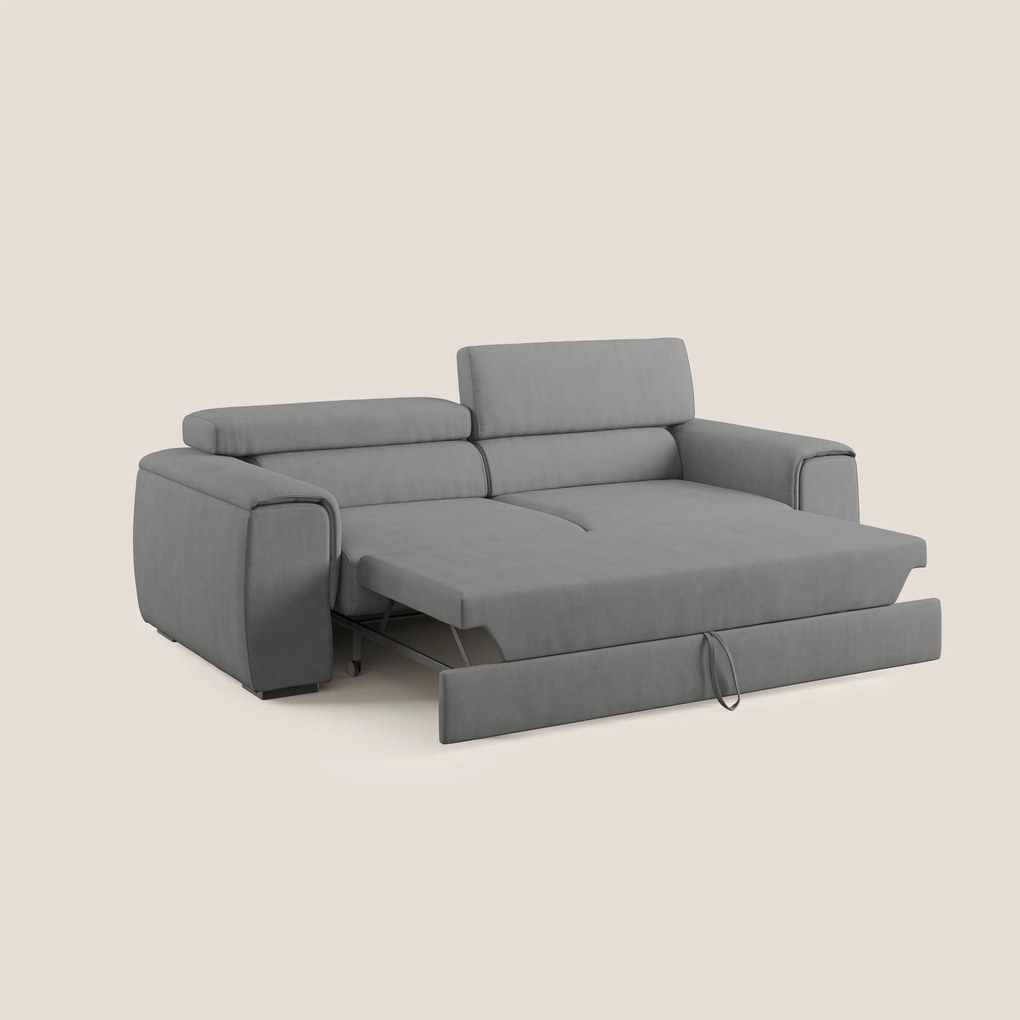 Zeno Divano con pouf estraibile poggiapiedi in tessuto morbido impermeabile T02 grigio