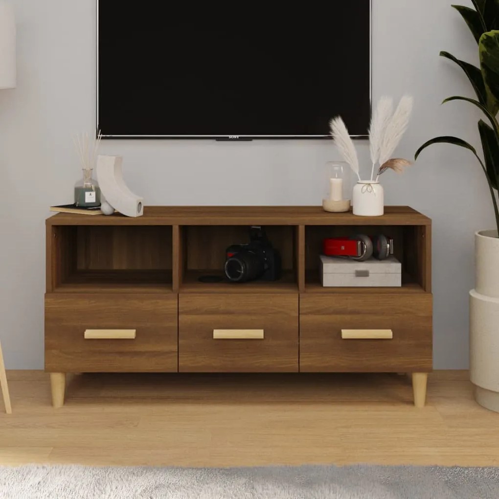 Mobile Tv Rovere Marrone 102x36x50 Cm İn Legno Multistrato /