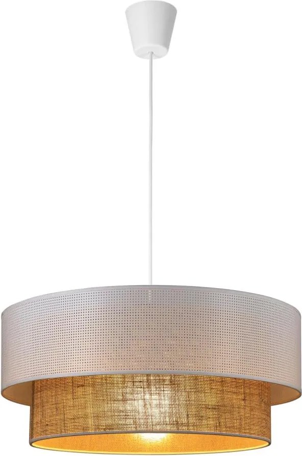 Lampadario a sospensione con cavo BORHO 1xE27/60W/230V Ø 50 cm bianco/iuta