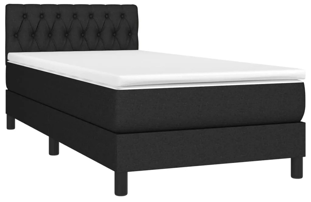 Giroletto a molle con materasso nero 100x200 cm in tessuto