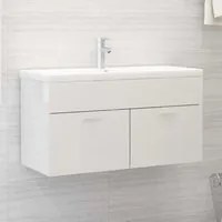 Mobile Bagno con Lavabo Integrato Bianco Lucido in Truciolato 3070844