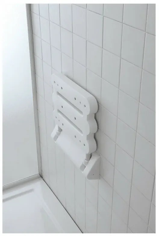 Sedile doccia a muro ribaltabile in alluminio bianco portata max 100 kg