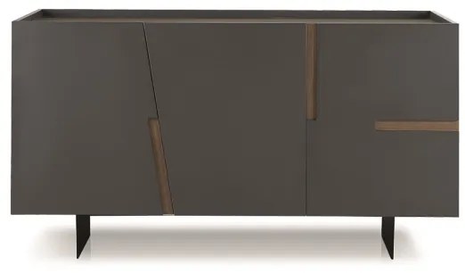 Madia in legno 3 ante 160 cm Antracite e Tek - GIRONA 2 piedini