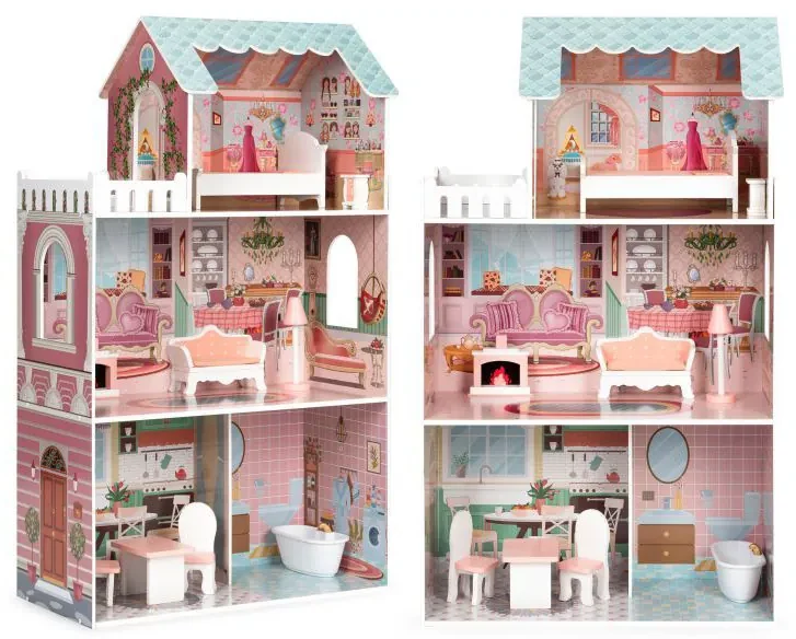 Grande casa delle bambole Barbie con set di mobili BIANO