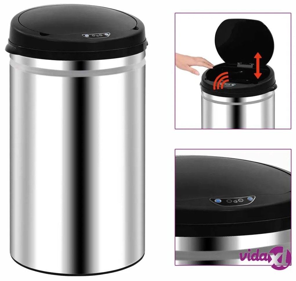 vidaXL Pattumiera Automatica con Sensore 40 L in Acciaio Inossidabile