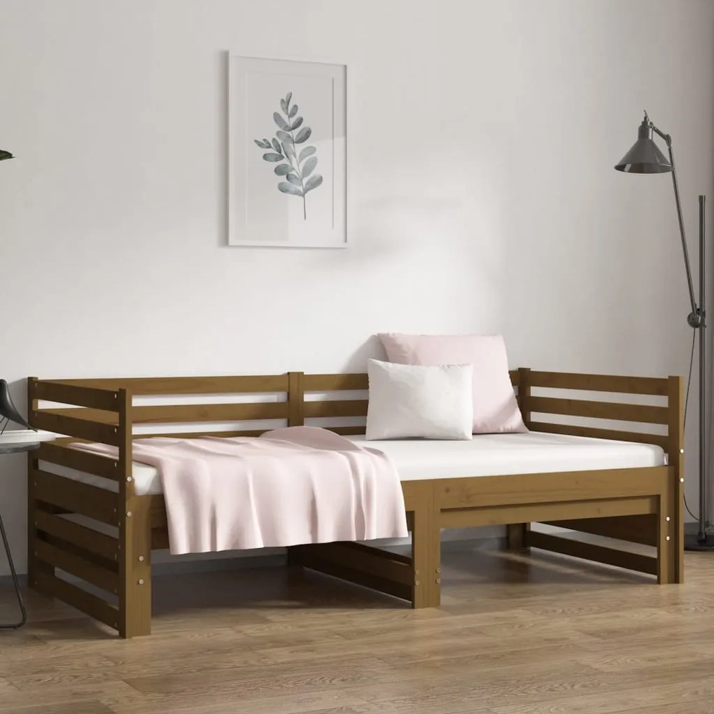 Dormeuse Estraibile Miele 2x(90x190) cm Legno Massello di Pino