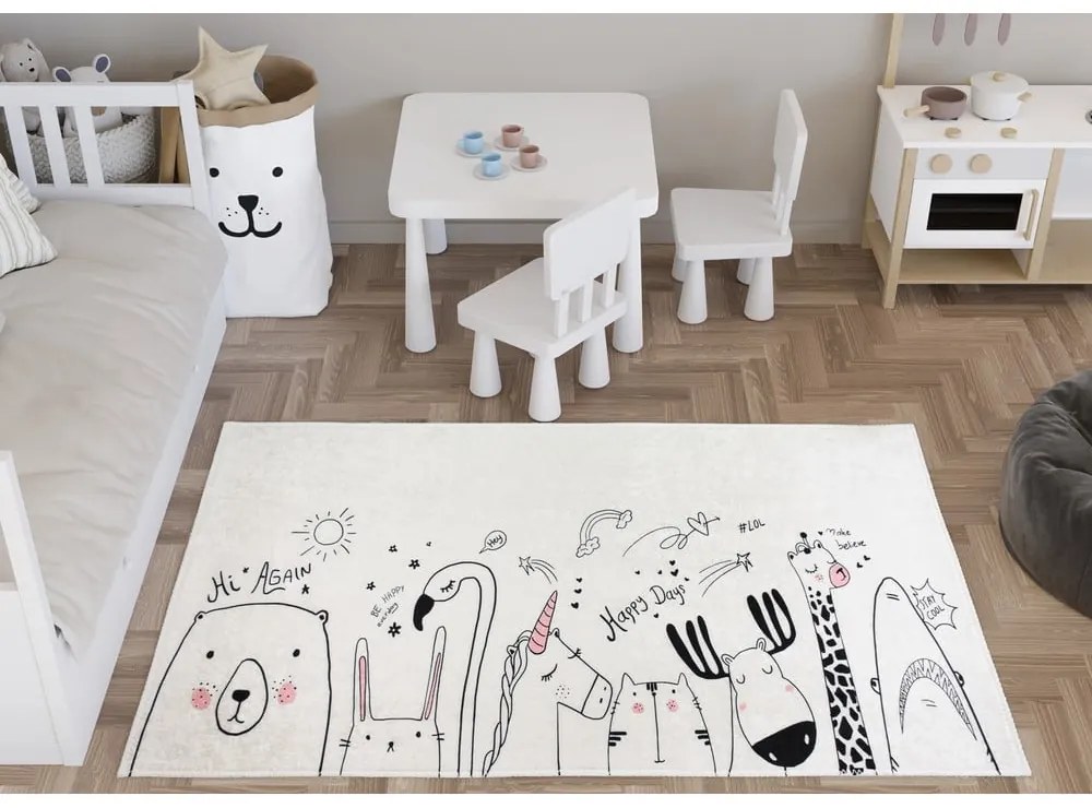 Tappeto per bambini avorio lavabile 80x120 cm Animal Kingdom – Vitaus