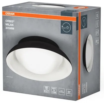 Osram - Plafoniera ORBIS MILAN 2xE27/10W/230V diam. 30,5 cm nera