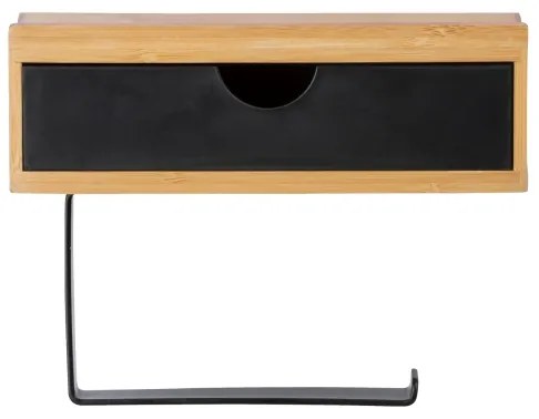 WENKO 24754100 - Porta rotolo per carta igienica BAMBUSA 18,5x14 cm marrone/nero