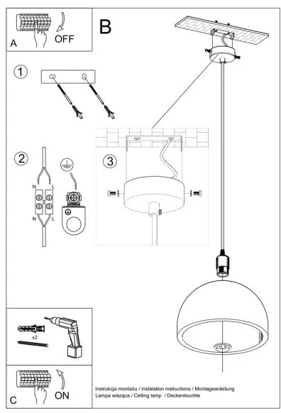 Sollux SL.0847 - Lampadario su filo PABLITO 1xE27/60W/230V calcestruzzo