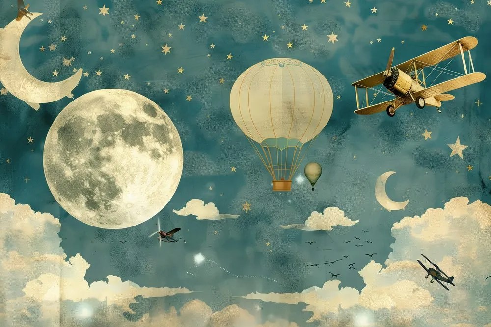 Stampa su tela – Cielo onirico con aerei