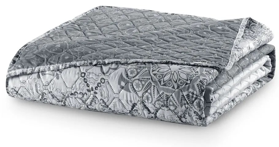 Copriletto bifacciale in microfibra bianco e grigio, 260 x 280 cm Alhambra - DecoKing