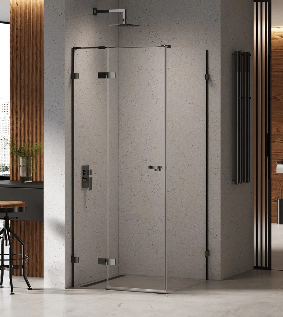 New Trendy Eventa Black Chrome box doccia 120x80 cm rettangolare nero lucida/vetro trasparente EXK-6150