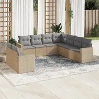 Set Divano da Giardino 9 pz con Cuscini Beige in Polyrattan 3251486