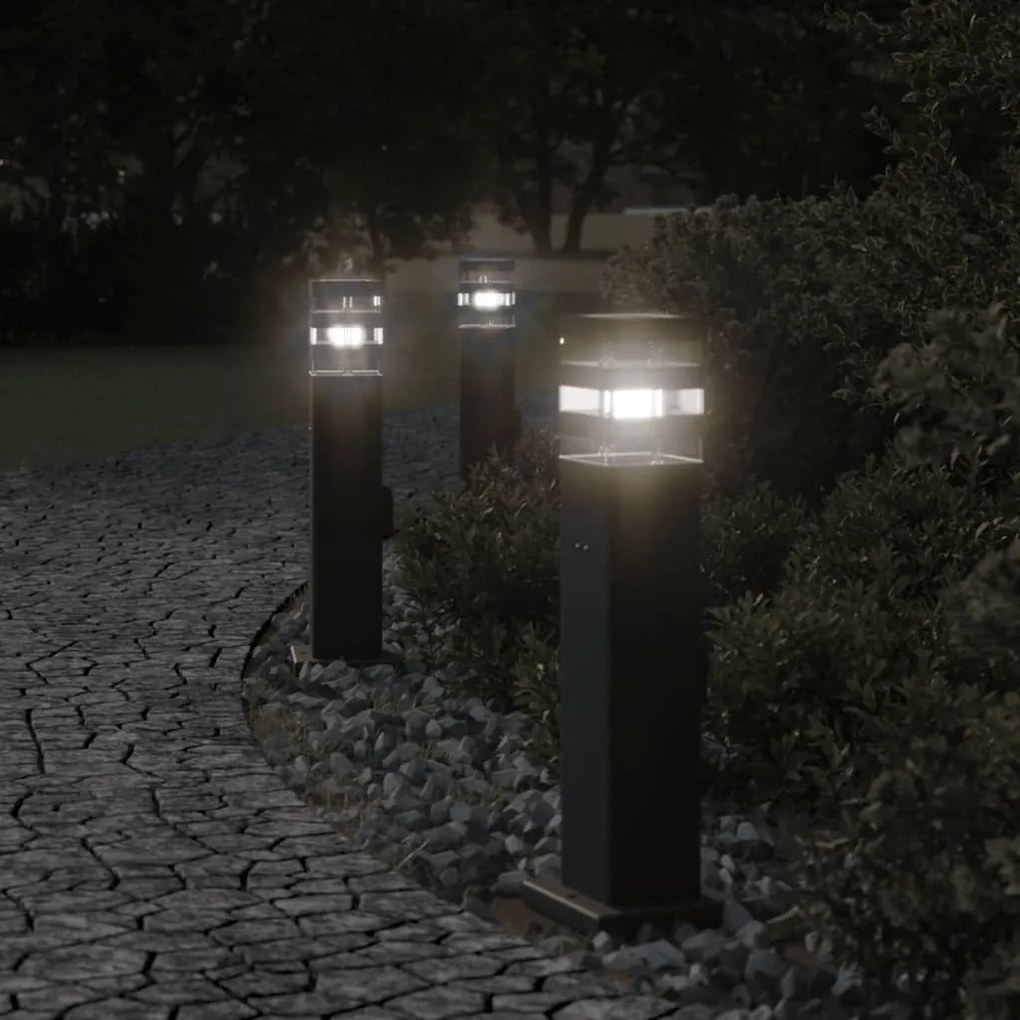 Lampade Da Terra Per Esterni Con Presa 3pz Nere 50 Cm Alluminio /