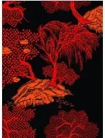 Asien Tapete Jardin d'Asie von Isidore Leroy - Noir et Rouge