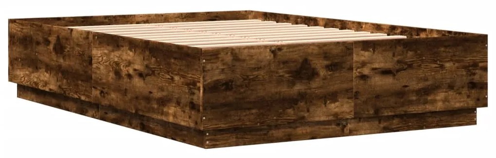 Giroletto con luci led rovere fumo 160x200 cm legno multistrato