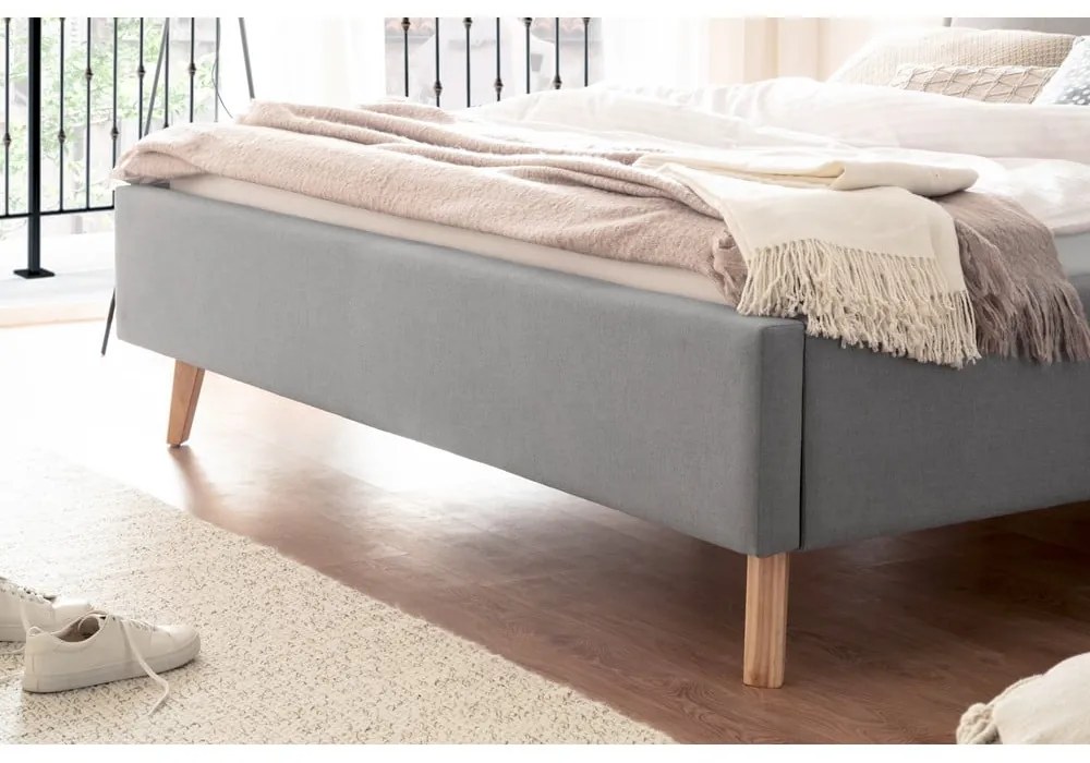 Letto matrimoniale imbottito grigio chiaro rete non inclusa 160x200 cm Frieda – Meise Möbel