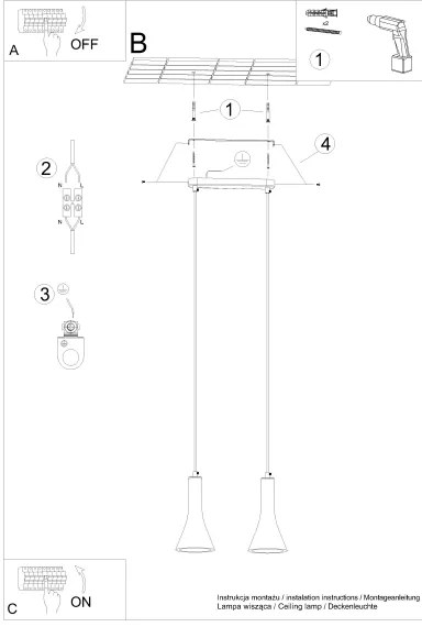 Sollux SL.1224 - Lampadario a sospensione con filo REA 2xE14/12W/230V calcestruzzo