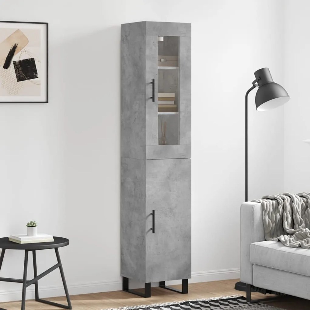 Credenza Grigio Cemento 34,5x34x180 Cm İn Legno Multistrato /