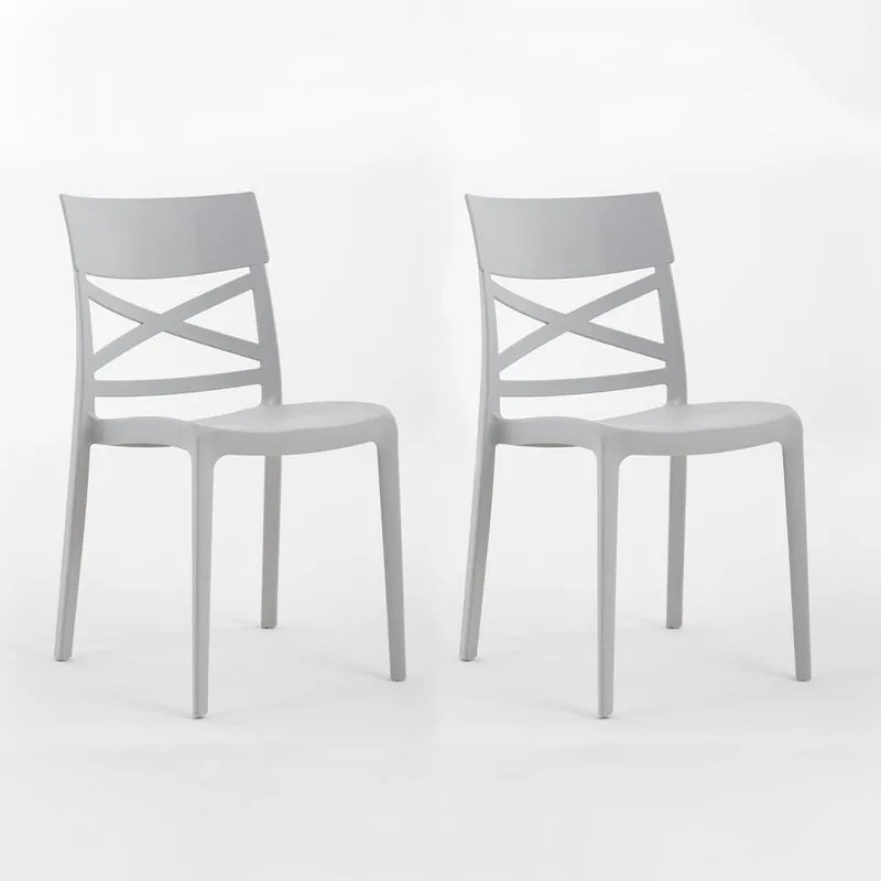 Sedia da giardino London Cross NEW GARDEN grigio, set da 2 pezzi