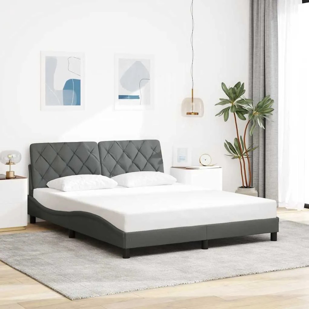 Giroletto Senza Materasso Grigio Scuro 160x200 Cm Tessuto /
