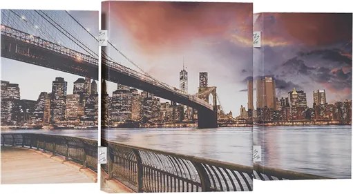 Quadro TRIS moderno su tela 65x146 cm telaio in legno tema New York City