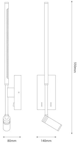LED Lampada da parete TORCH LED/6W/230V + LED/3W nera