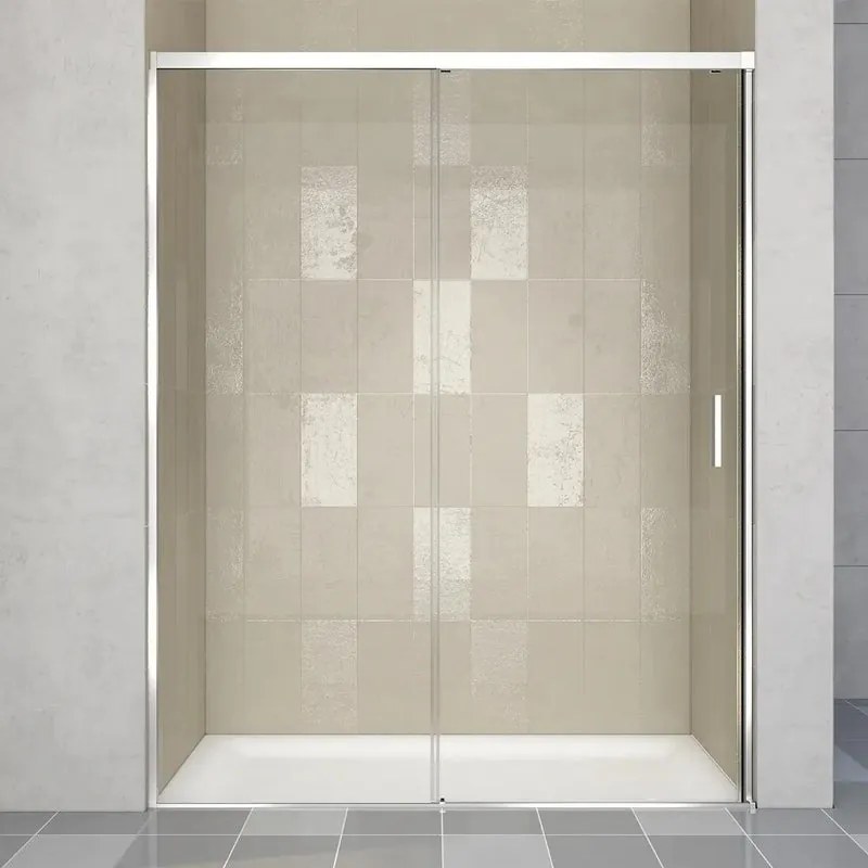 Porta doccia scorrevole Jazz L 140 x H 200cm, Sp. 6 mm in vetro vetro senza finitura / trasparente profilo cromo