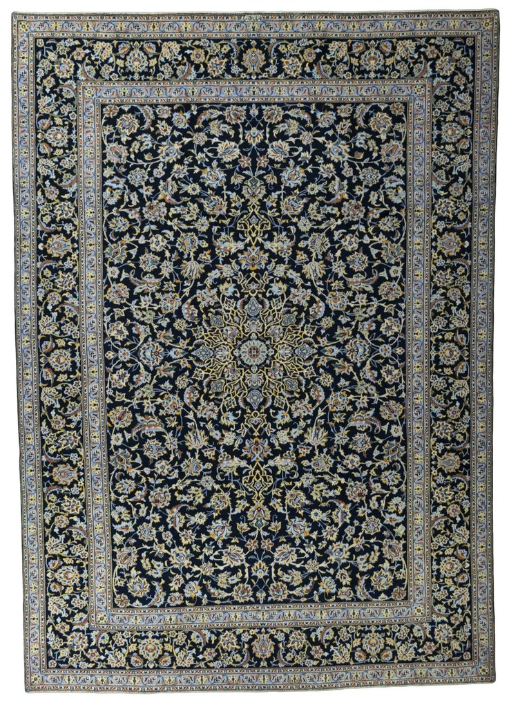 Kashan Tappeto 290 x 420 Blu (Iran) Annodato A Mano