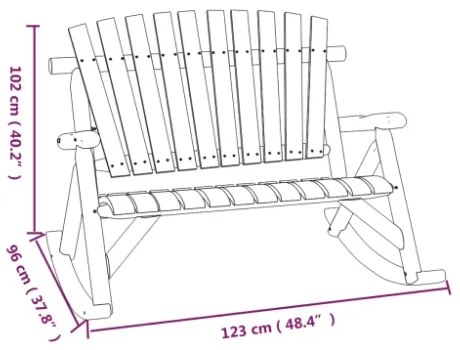 Panca Dondolo Giardino 2Posti 123x96x102cm Massello Abete Rosso