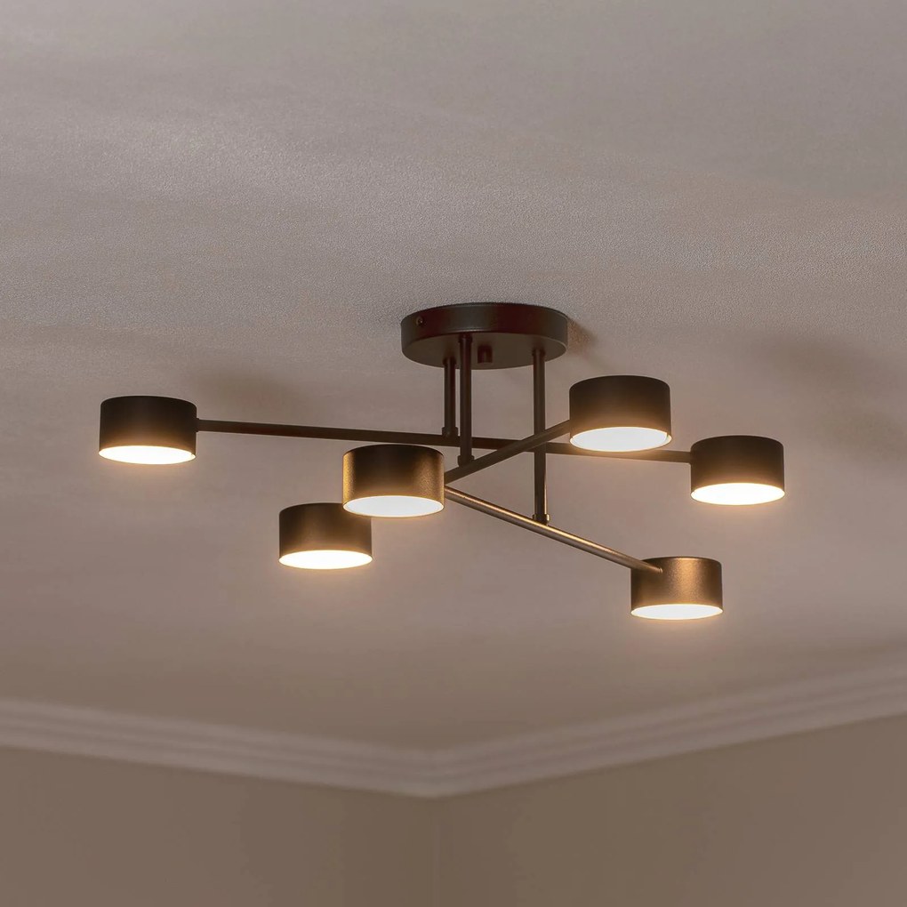 EMIBIG LIGHTING Plafoniera Modus 6, acciaio, 6 luci, GX53, nero