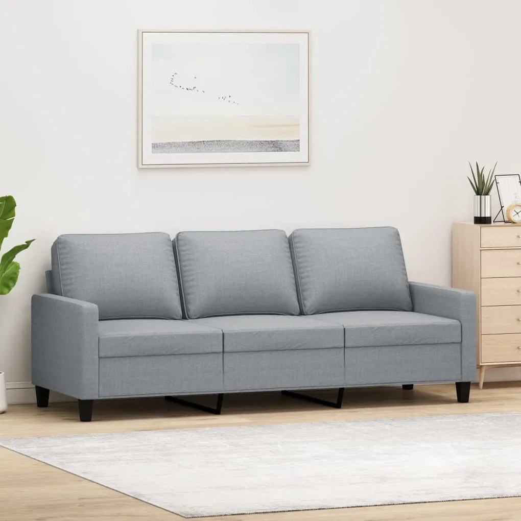 Divano A 3 Posti Grigio Chiaro 180 Cm İn Tessuto /
