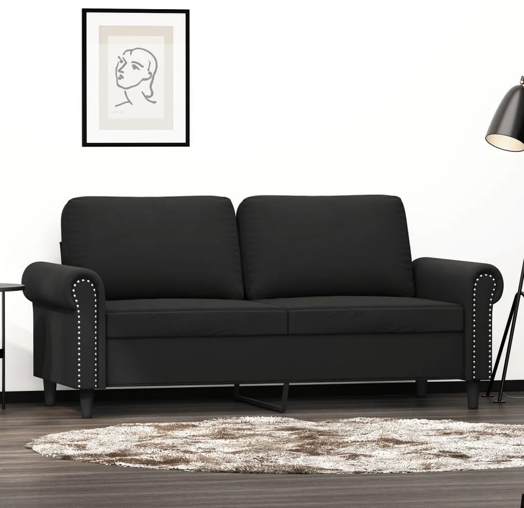 Divano A 2 Posti Nero 140 Cm İn Velluto /