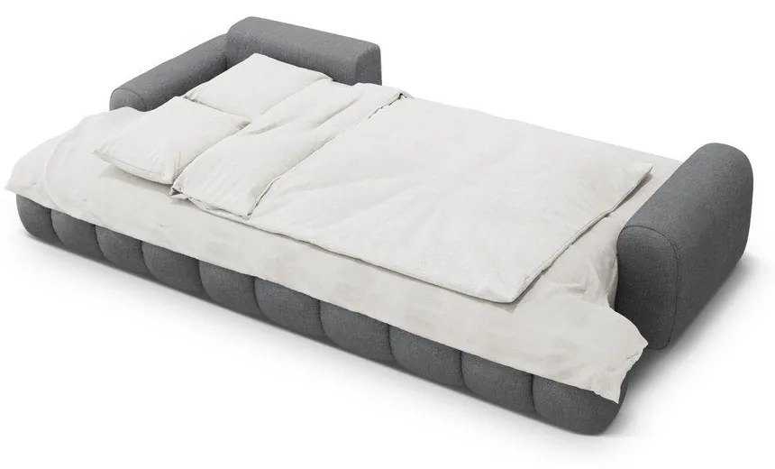 Divano angolare grigio allungabile/con contenitore (con penisola a sinistra/con chaise lounge) Linz – Cosmopolitan Design