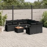 Set Divani da Giardino 9 pz con Cuscini Nero in Polyrattancod mxl 89176