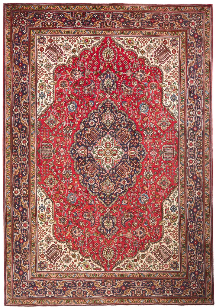 Tabriz Tappeto 250 x 360 Rosso (Iran) Annodato A Mano