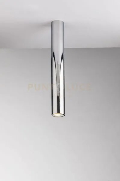 Plafoniera-faretto fluke tonda cromo 1 luce attacco gu10 5,5x5,5x40cm