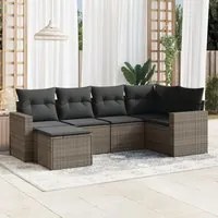 Set Divano da Giardino 6 pz con Cuscini Grigio in Polyrattan 3251597