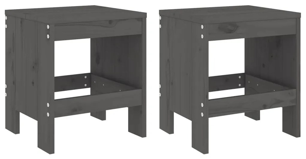 Set da bistrot da giardino 3pz grigio in legno massello di pino