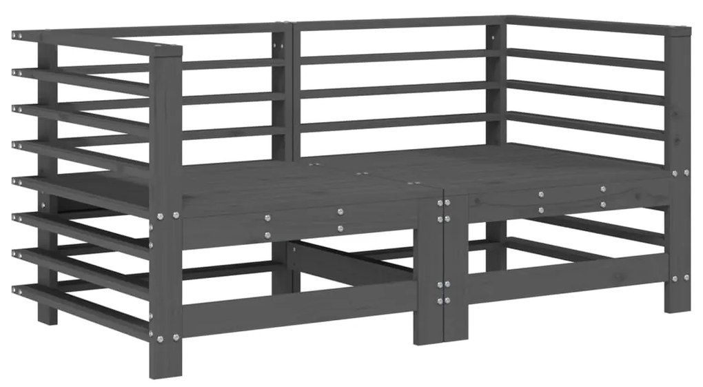 Set Salotto da Giardino 7 pz Grigio in Legno Massello di Pino