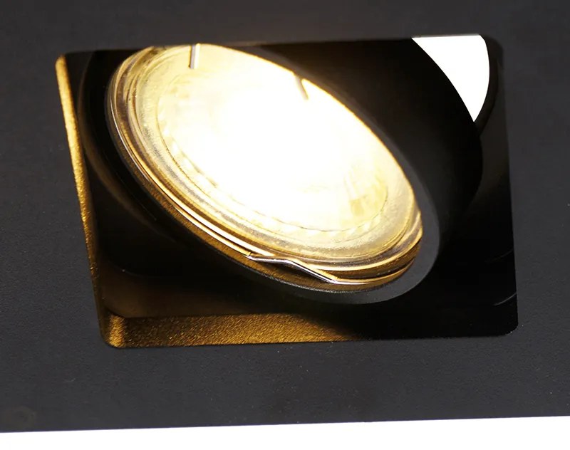 Set di 6 faretti da incasso neri rettangolari a 2 luci - Qure