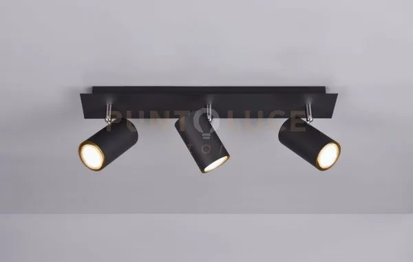 Marley barra 3 spots cilindri  nero cm48 3 luci attacco gu10