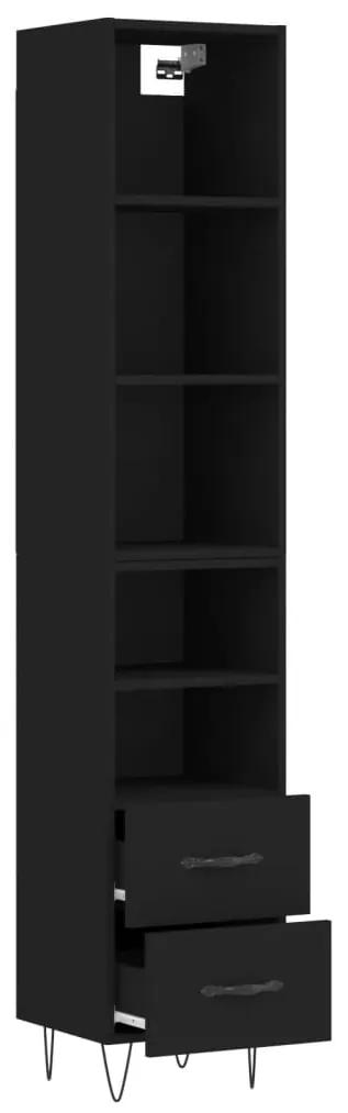 Credenza nera 34,5x34x180 cm in legno multistrato