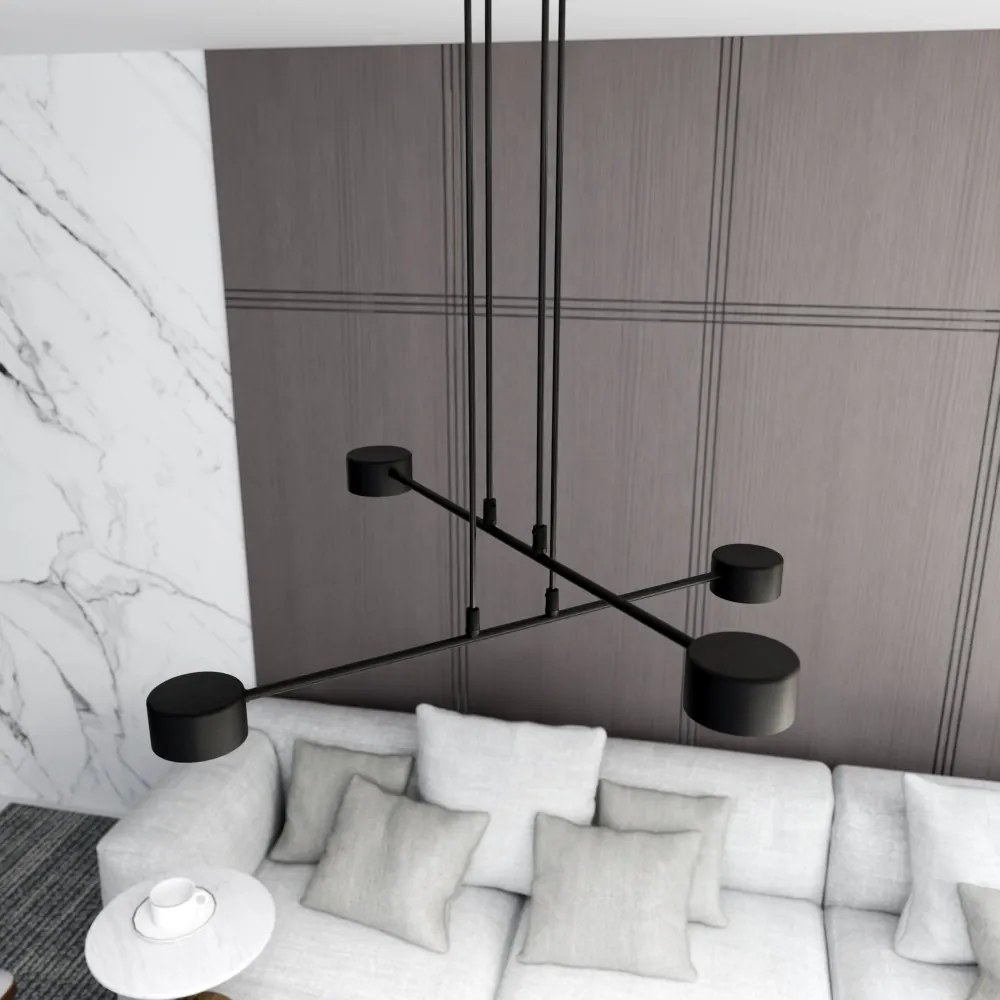 Lampadario a Sospensione in Acciaio GX53 MODUS 4 Nero 4xGX53 Colore del corpo Nero