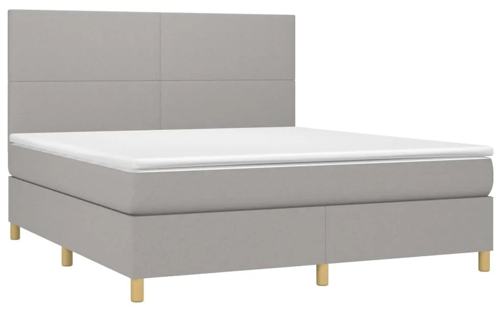 Letto a Molle Materasso e LED Grigio Chiaro 160x200 cm Tessuto