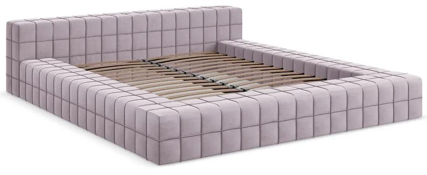 Letto matrimoniale imbottito in lavanda con griglia 160x200 cm Akela - Makamii