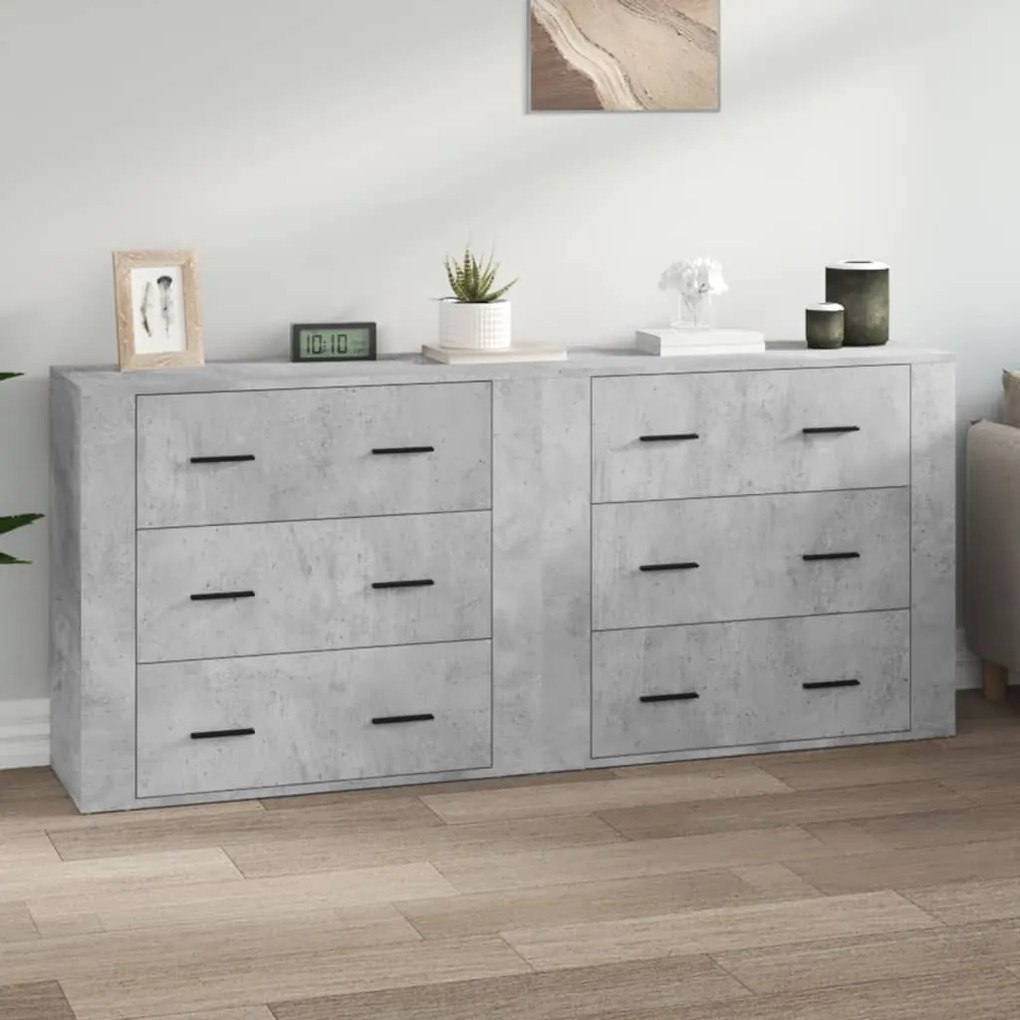 Credenze 2 pz grigio cemento in legno multistrato